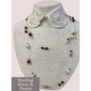 Sterling Silver & Pearl 16" & 18" Necklace Set